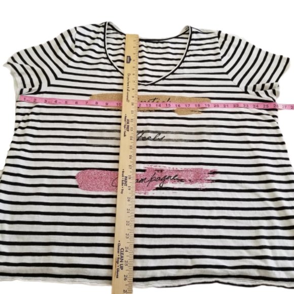 Lane Bryant Striped Tee Top Black & White 26-28 - Picture 5 of 6